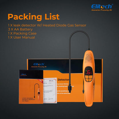 Elitech Refrigerant Leak Detector, Freon Leak Detector, Freon Sniffer Automotive Halogen Gas Leak Detector for R134A R410A R1234YF R600a R290 CFCs HCFCs HFCs HCs HFOs, LD-100+